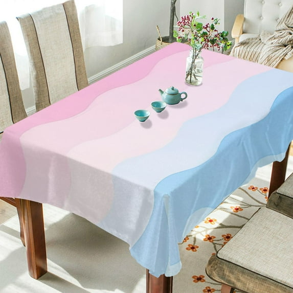 Yayeee Tablecloths 60" x 90" Rectangle Wrinkle Resistant Party Table Cover, Light Pink Stripes
