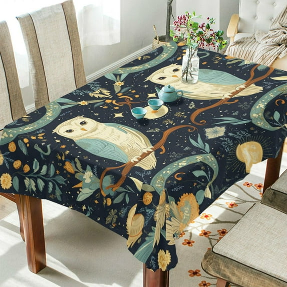 Yayeee Tablecloths 60" x 90" Rectangle Wrinkle Resistant Party Table Cover, Mystical Owls Pattern