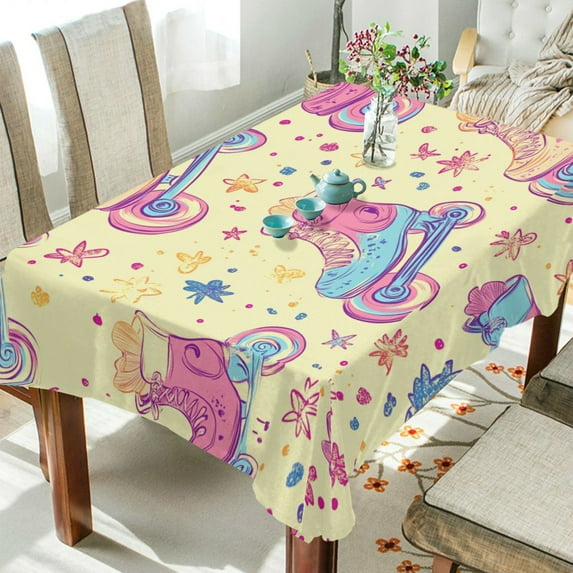 Yayeee Tablecloths 60" x 90" Rectangle Wrinkle Resistant Party Table Cover, Neon Skates