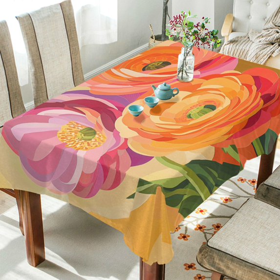Yayeee Tablecloths 60" x 90" Rectangle Wrinkle Resistant Party Table Cover, Pink Abstract Floral