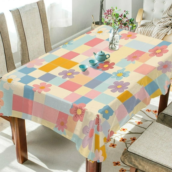 Yayeee Tablecloths 60" x 90" Rectangle Wrinkle Resistant Party Table Cover, Pink Floral