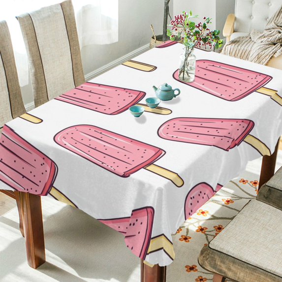 Yayeee Tablecloths 60" x 90" Rectangle Wrinkle Resistant Party Table Cover, Pink Ice Cream