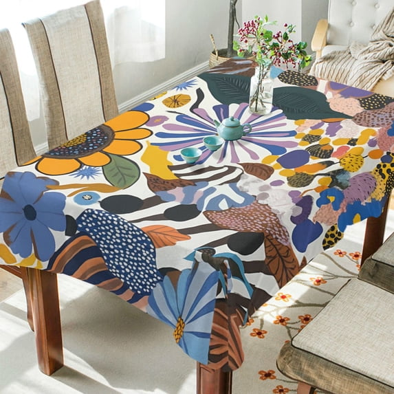 Yayeee Tablecloths 60" x 90" Rectangle Wrinkle Resistant Party Table Cover, Purple Flowers