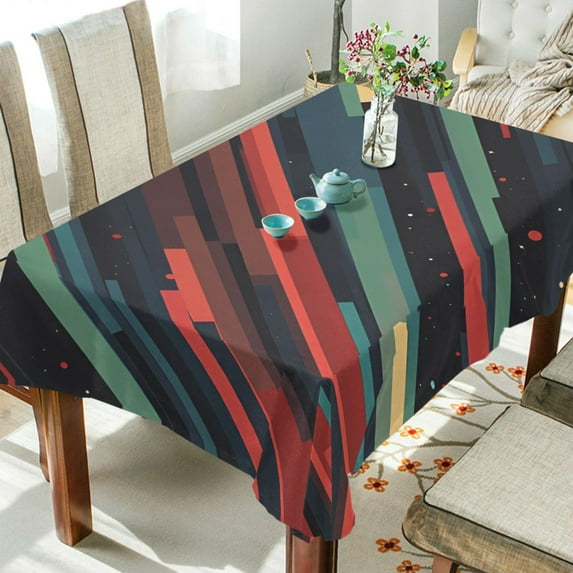 Yayeee Tablecloths 60" x 90" Rectangle Wrinkle Resistant Party Table Cover, Red Abstract Lines