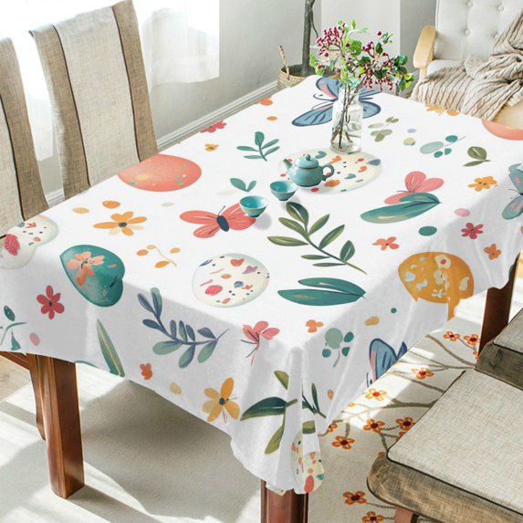 Yayeee Tablecloths 60" x 90" Rectangle Wrinkle Resistant Party Table Cover, Red Easter Eggs