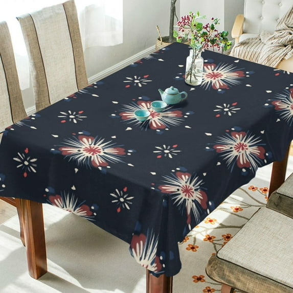 Yayeee Tablecloths 60" x 90" Rectangle Wrinkle Resistant Party Table Cover, Red Fireworks Pattern