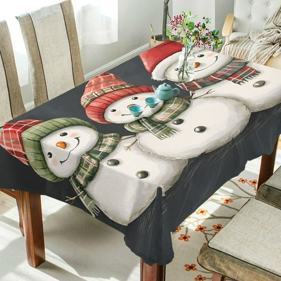 Yayeee Tablecloths 60" x 90" Rectangle Wrinkle Resistant Party Table Cover, Red Snowmen