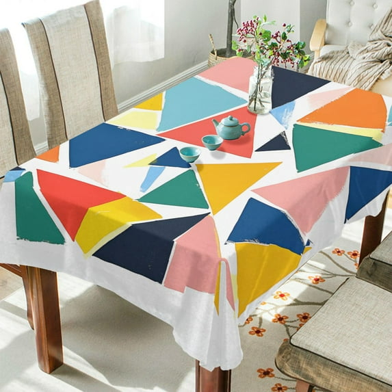 Yayeee Tablecloths 60" x 90" Rectangle Wrinkle Resistant Party Table Cover, Red Triangles