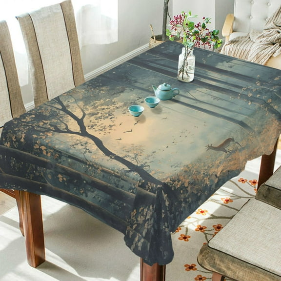 Yayeee Tablecloths 60" x 90" Rectangle Wrinkle Resistant Party Table Cover, Retro Forest