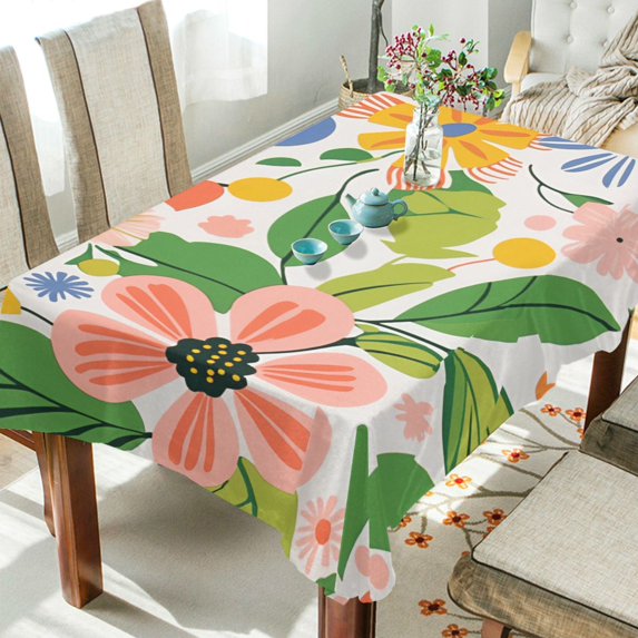 Yayeee Tablecloths 60" x 90" Rectangle Wrinkle Resistant Party Table Cover, Retro Pink Floral
