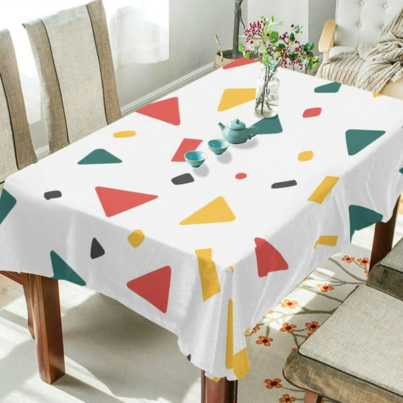 Yayeee Tablecloths 60" x 90" Rectangle Wrinkle Resistant Party Table Cover, Retro Shapes
