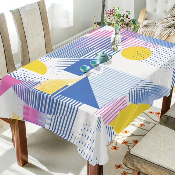 Yayeee Tablecloths 60" x 90" Rectangle Wrinkle Resistant Party Table Cover, Retro Simple Shapes