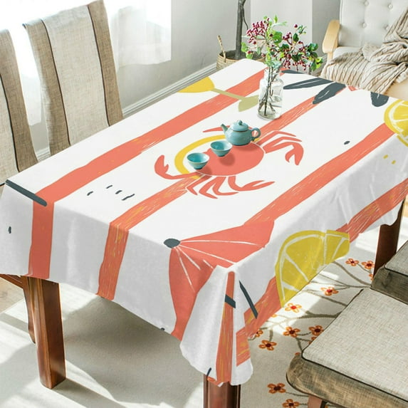 Yayeee Tablecloths 60" x 90" Rectangle Wrinkle Resistant Party Table Cover, Striped Crab