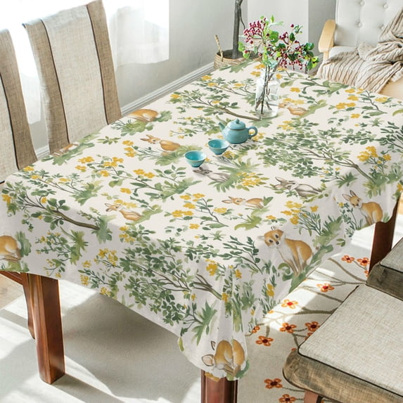 Yayeee Tablecloths 60" x 90" Rectangle Wrinkle Resistant Party Table Cover, Watercolor Animals Pattern