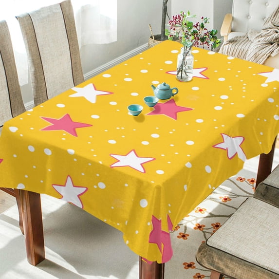 Yayeee Tablecloths 60" x 90" Rectangle Wrinkle Resistant Party Table Cover, White Stars