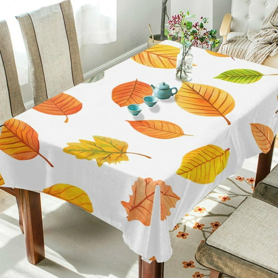 Yayeee Tablecloths 60" x 90" Rectangle Wrinkle Resistant Party Table Cover, Yellow Leaves