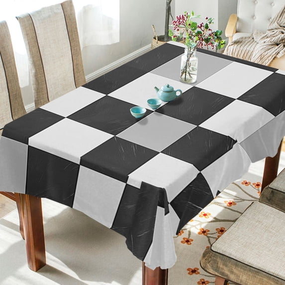 Yayeee Tablecloths for Rectangular Tables 54 x 54 inch Party Table Cover, Black and Grey Plaid Pattern