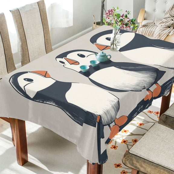Yayeee Tablecloths for Rectangular Tables 54 x 54 inch Party Table Cover, Cute Puffin