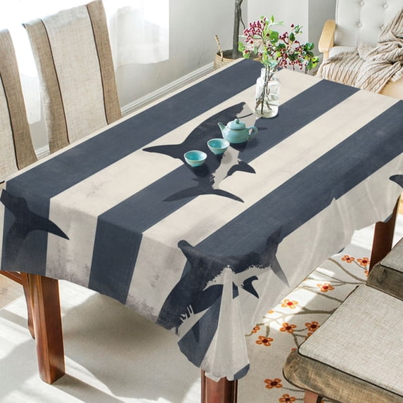 Yayeee Tablecloths for Rectangular Tables 54 x 54 inch Party Table Cover, Dark Sharks