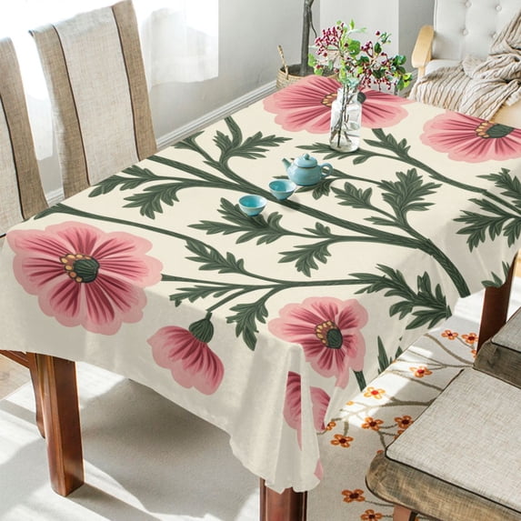 Yayeee Tablecloths for Rectangular Tables 54 x 54 inch Party Table Cover, Light Pink Flowers