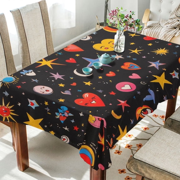 Yayeee Tablecloths for Rectangular Tables 54 x 54 inch Party Table Cover, Moon Pattern