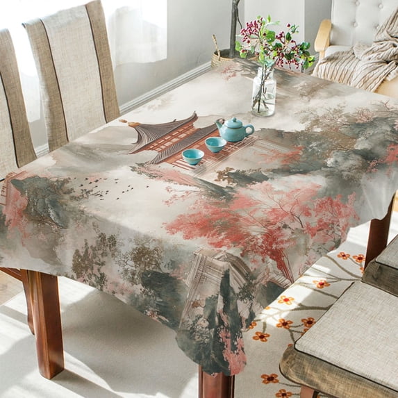 Yayeee Tablecloths for Rectangular Tables 54 x 54 inch Party Table Cover, Red Mountain Pattern