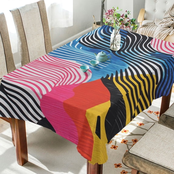 Yayeee Tablecloths for Rectangular Tables 54 x 54 inch Party Table Cover, Stripes Pattern