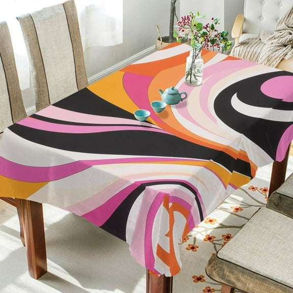 Yayeee Tablecloths for Rectangular Tables 54 x 54 inch Party Table Cover, Swirling Circles