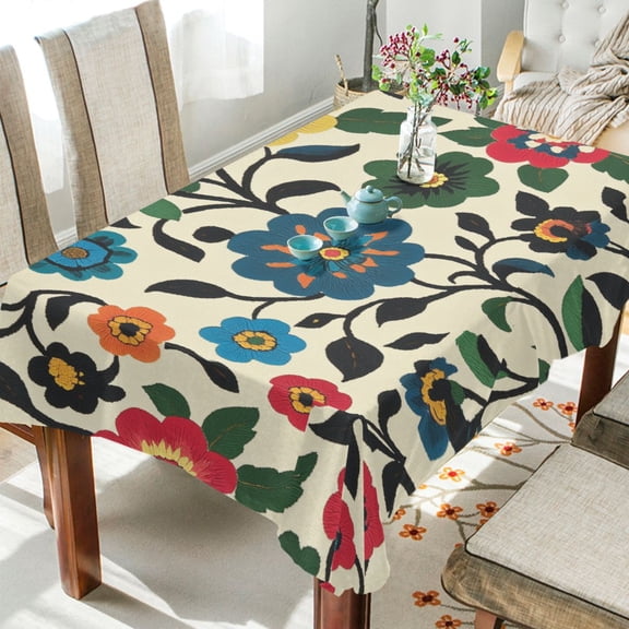Yayeee Tablecloths for Rectangular Tables 54 x 54 inch Party Table Cover, Vibrant Floral