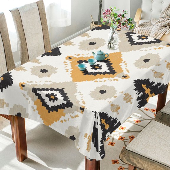 Yayeee Tablecloths for Rectangular Tables 54 x 54 inch Party Table Cover, White and Black