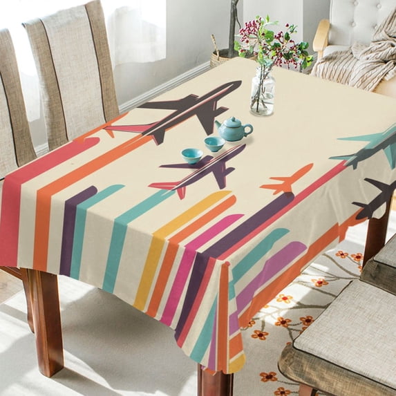 Yayeee Tablecloths for Rectangular Tables 54 x 72 inch Party Table Cover, Flying Planes