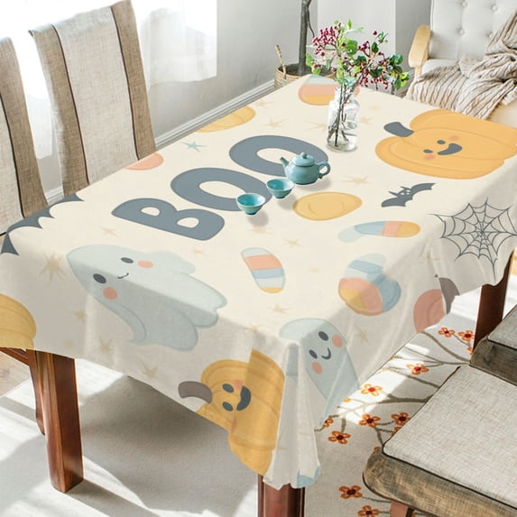Yayeee Tablecloths for Rectangular Tables 54 x 72 inch Party Table Cover, Halloween Cute Pumpkins