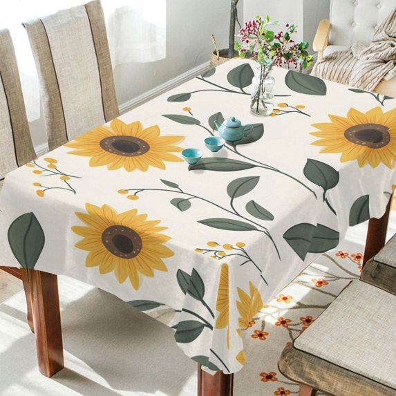 Yayeee Tablecloths for Rectangular Tables 54 x 72 inch Party Table Cover, Sunflower Pattern