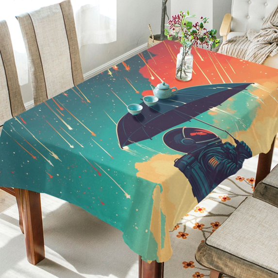 Yayeee Tablecloths for Rectangular Tables 60 x 108 inch Party Table Cover, Astronaut and Sky