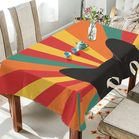 Yayeee Tablecloths for Rectangular Tables 60 x 108 inch Party Table Cover, Black Cat