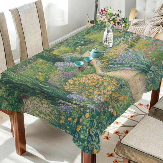 Yayeee Tablecloths for Rectangular Tables 60 x 108 inch Party Table Cover, Garden Scene