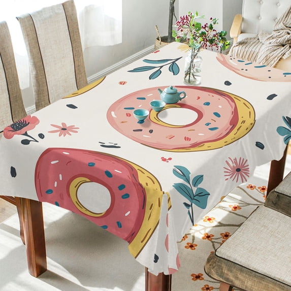 Yayeee Tablecloths for Rectangular Tables 60 x 108 inch Party Table Cover, Pink Donut