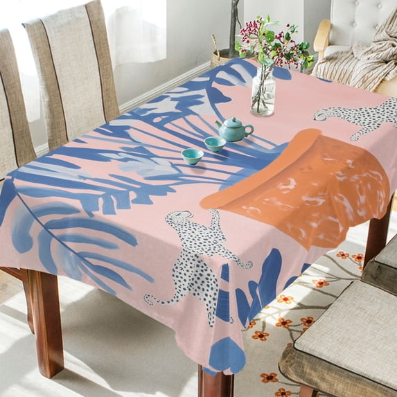 Yayeee Tablecloths for Rectangular Tables 60 x 108 inch Party Table Cover, Pink Leaves
