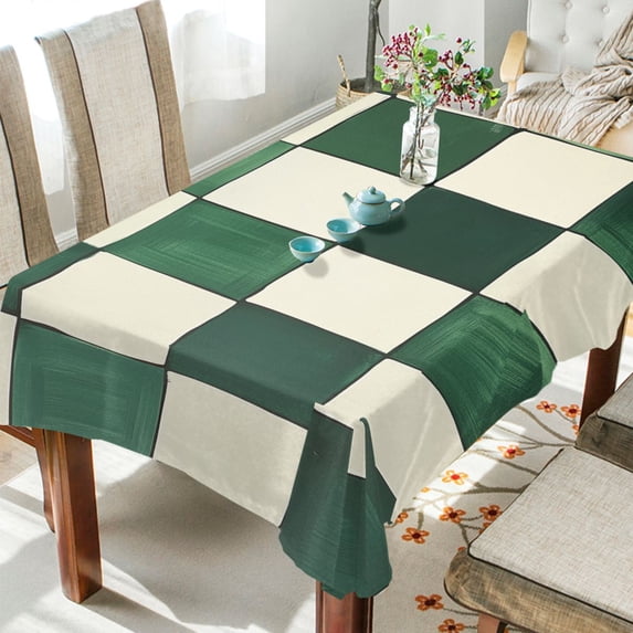 Yayeee Tablecloths for Rectangular Tables 60 x 120 inch Party Table Cover, Green and White Plaid Pattern