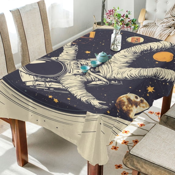 Yayeee Tablecloths for Rectangular Tables 60 x 60 inch Party Table Cover, Astronaut Floating