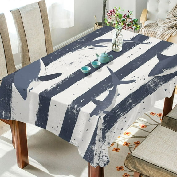 Yayeee Tablecloths for Rectangular Tables 60 x 60 inch Party Table Cover, Light Sharks