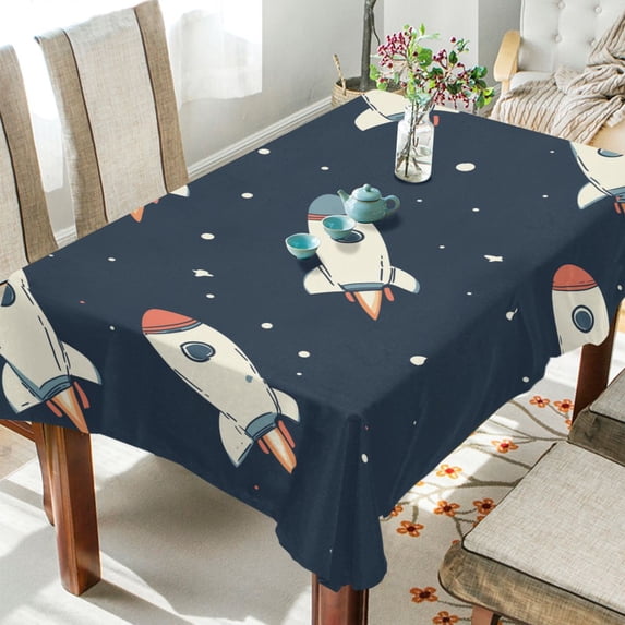 Yayeee Tablecloths for Rectangular Tables 60 x 60 inch Party Table Cover, Rocket Pattern