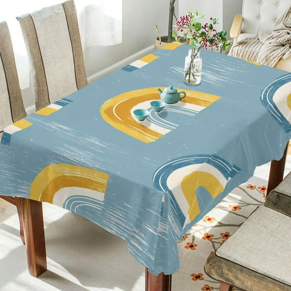 Yayeee Tablecloths for Rectangular Tables 60 x 90 inch Party Table Cover, Light Blue Rainbow