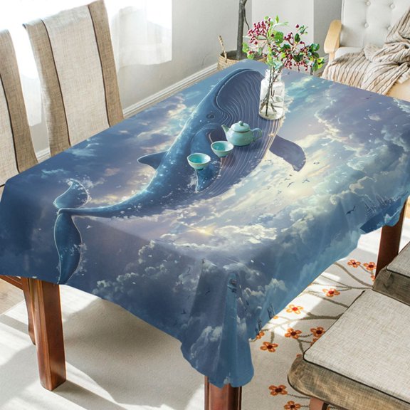 Yayeee Tablecloths for Rectangular Tables 60 x 90 inch Party Table Cover, Night Floating Whale