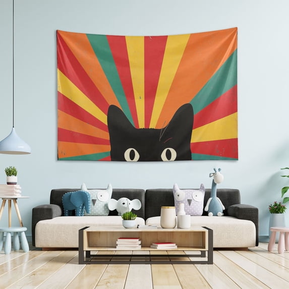 Yayeee Tapestry Wall Hanging for Bedroom 60" x 40" Living Room Home Wall Art Decor, Black Cat