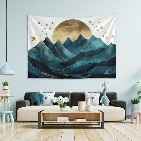 Yayeee Tapestry Wall Hanging for Bedroom 60" x 40" Living Room Home Wall Art Decor, Blue Mountains