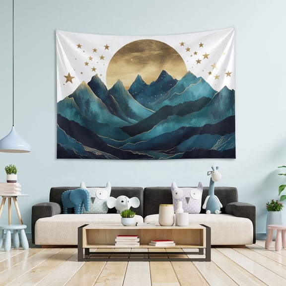 Yayeee Tapestry Wall Hanging for Bedroom 60" x 40" Living Room Home Wall Art Decor, Blue Mountains