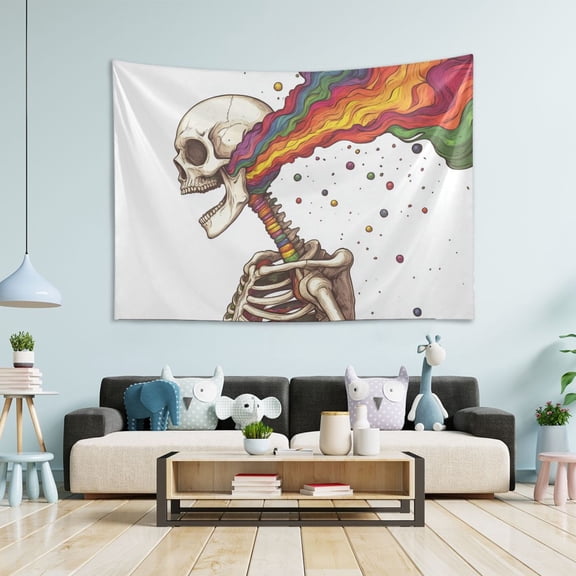 Yayeee Tapestry Wall Hanging for Bedroom 60 x 40" Home Decoration for Living Room, Colorful Skeleton