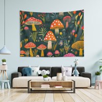Yayeee Tapestry Wall Hanging for Bedroom 60" x 40" Living Room Home Wall Art Decor, Orange Mushroom