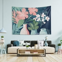Yayeee Tapestry Wall Hanging for Bedroom 60" x 40" Living Room Home Wall Art Decor, Pink Flowers